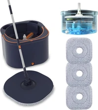 Flat Floor Mop and Bucket System Set with Wringer, Spin Mop and Bucket Separate