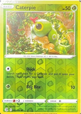Pokemon Caterpie [SWSH08: Fusion Strike - 001/264] Reverse Holofoil NM FREE SHIP