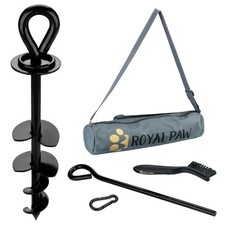 ROYAL-PAW Dog Tie Out Stake - for Large Dogs up to 210 lbs XL, Midnight Black