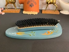 Vintage Norsk Husflid Engros Clothes Brush & Wooden Holder Norway Wall Hanging