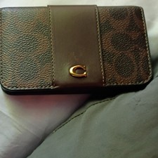 Coach Brown Logo Snap Wallet w/ Zip Coin Pocket, Card Slots, Folding Women
