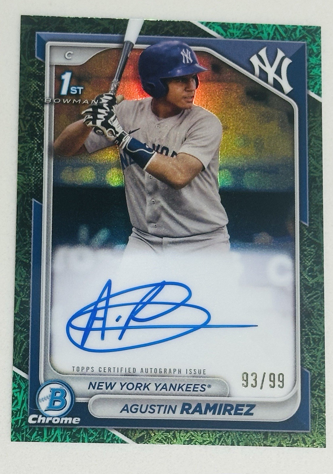 Agustin Ramirez 1st Bowman Green Grass Refractor  Auto /99 2024 Bowman Chrome