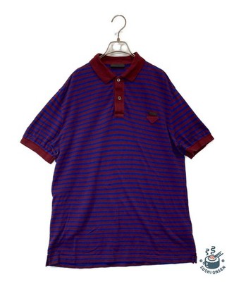 PRADA Striped polo shirt UJM730 S122 Size: XL Navy Men UJM730 S122