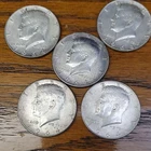 1964 Kennedy Half Dollar Silver Coins Lot of 5 Circulated 50C