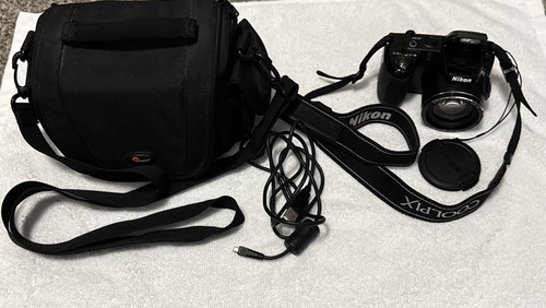 Nikon Coolpix L120 14.1MP Black Digital Camera With Case & Cord. Works & NICE!