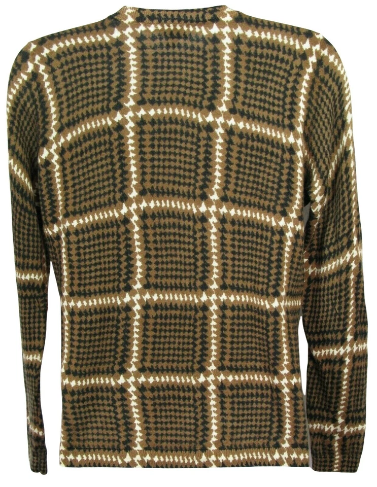 Suéter Cárdigan Suéter TALBOTS Cuadros Ventana 100% Lana Merino Talla Mp Marrón Marfil Foto 3 de 4