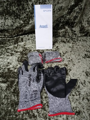 Ansell Hyflex 11-801 Work Gloves Size 7 / Small 10 Pairs Gray/Black-Red Trim