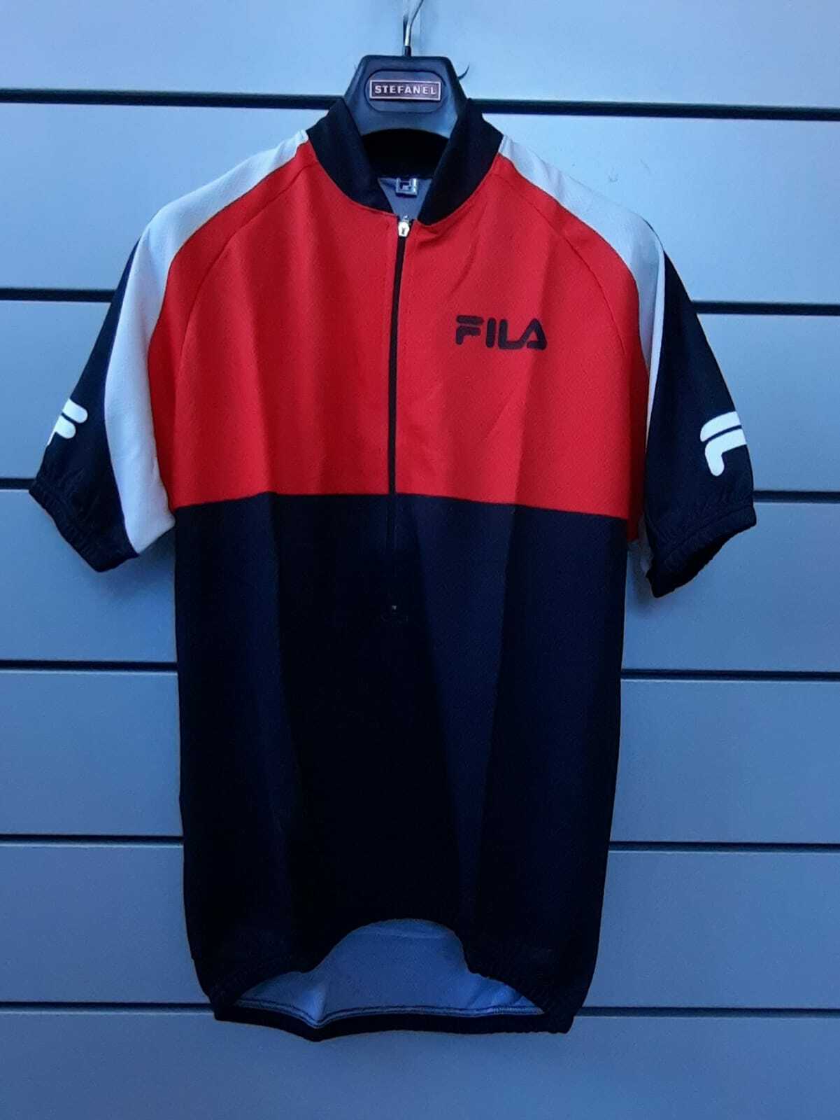 ABBIGLIAMENTO MAGLIA ESTIVA DA CICLISMO FILA MANICA CORTA T SHIRT MEZZAZIP ROSSO