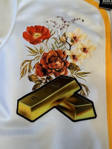 Black Pike Jersey Shirt Sz M White Gold Floral Blessed Legend B Collection NWT - Picture 4 of 6