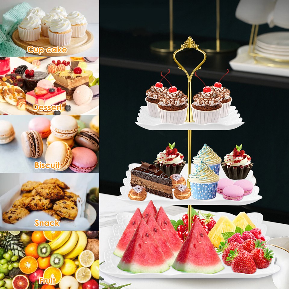 2 Pcs Dessert Cupcake Stand with 3 Layer Reusable Cake Display Stand