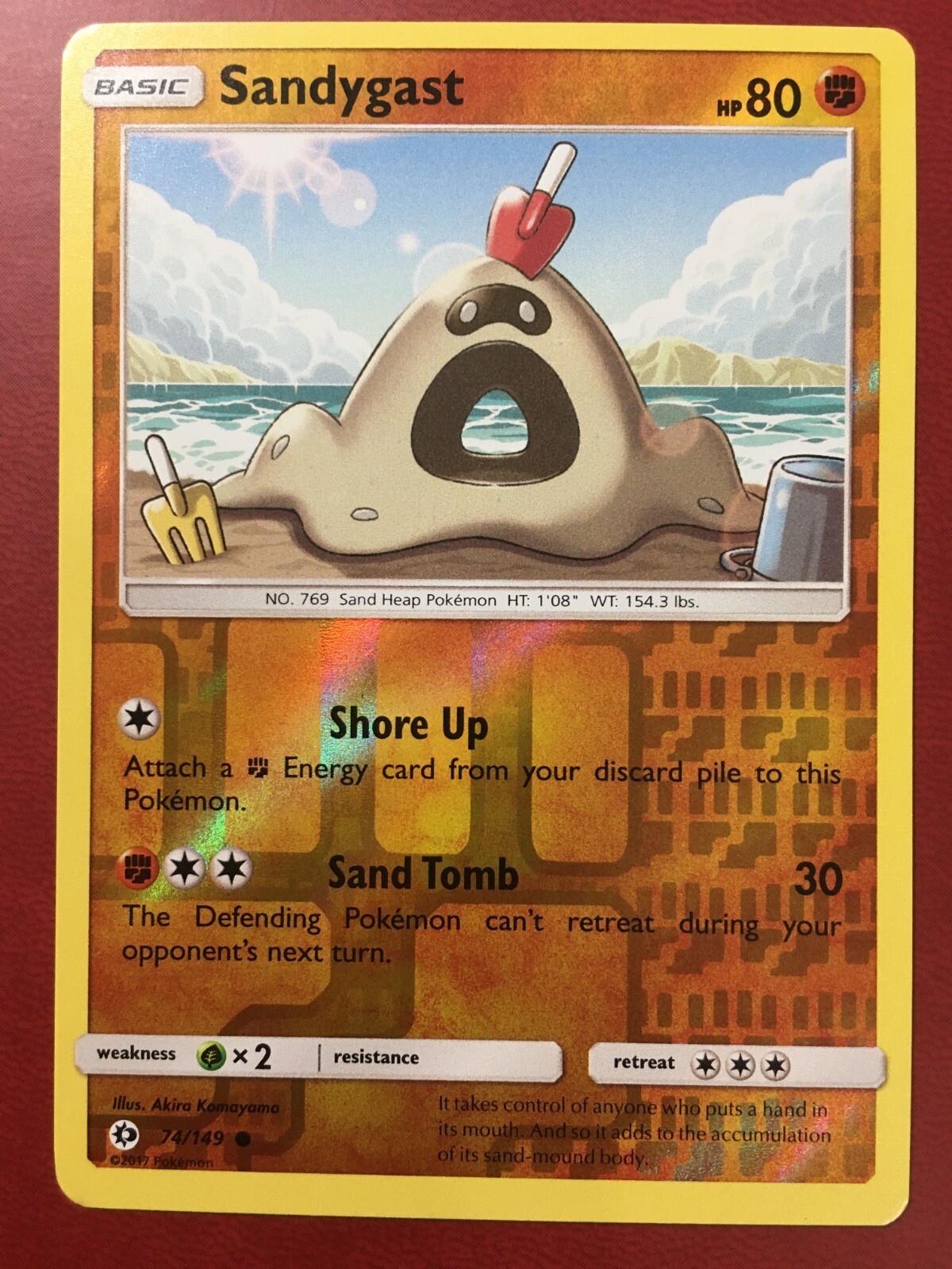 POKEMON SANDYGAST 74/149 SUN & MOON BASE SET COMMON REVERSE HOLO NEAR MINT