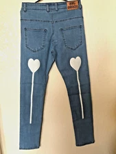 Struck by Love Jeans Women Men Blue Denim Medium Wash 31X31 Straight Patches US