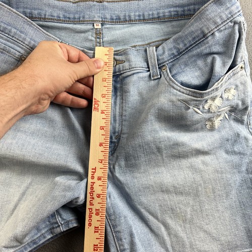 Pantaloncini Levis donna 32 blu luce lavaggio denim rosso scheda mamma accenti floreali - Foto 8 di 12