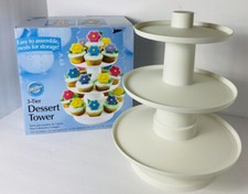 Wilton 3-Tier Dessert Tower Plastic Stands 12.5 High Holds 24 Cupcakes Open Box