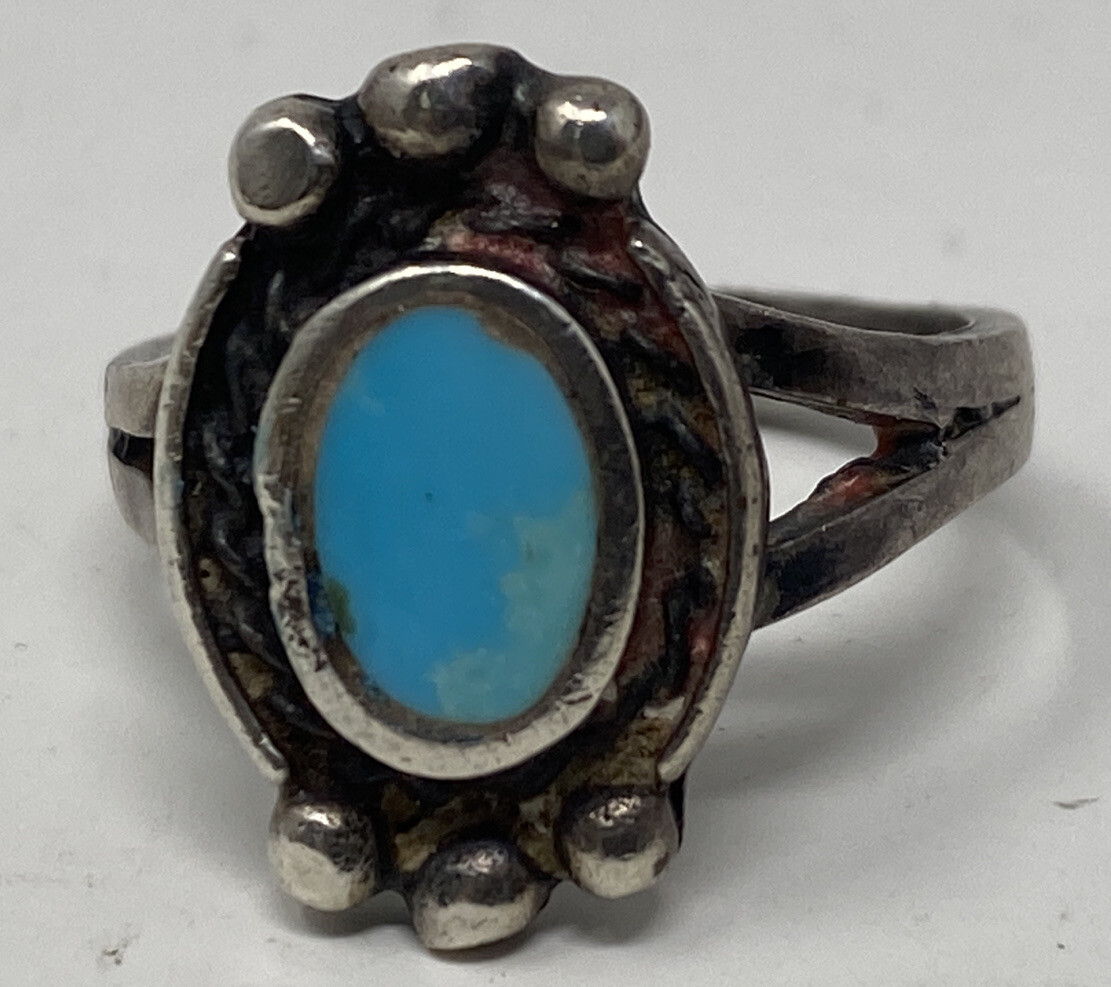 Vintage Southwestern Handmade Navajo Turquoise Ring Sterling Silver ...