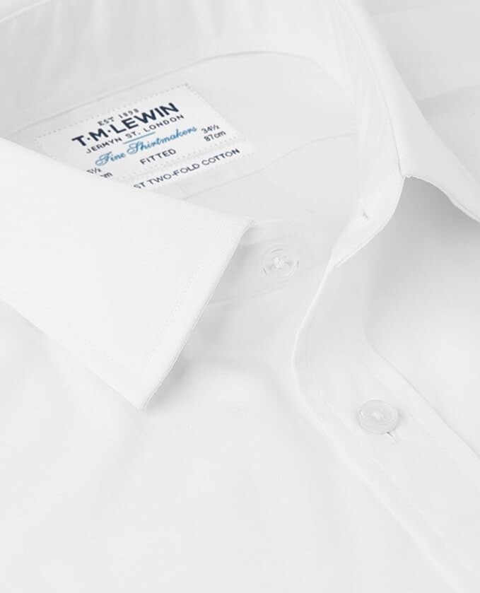 TM Lewin Mens White Poplin Fitted Double Cuff Shirt 15 “ New RRP