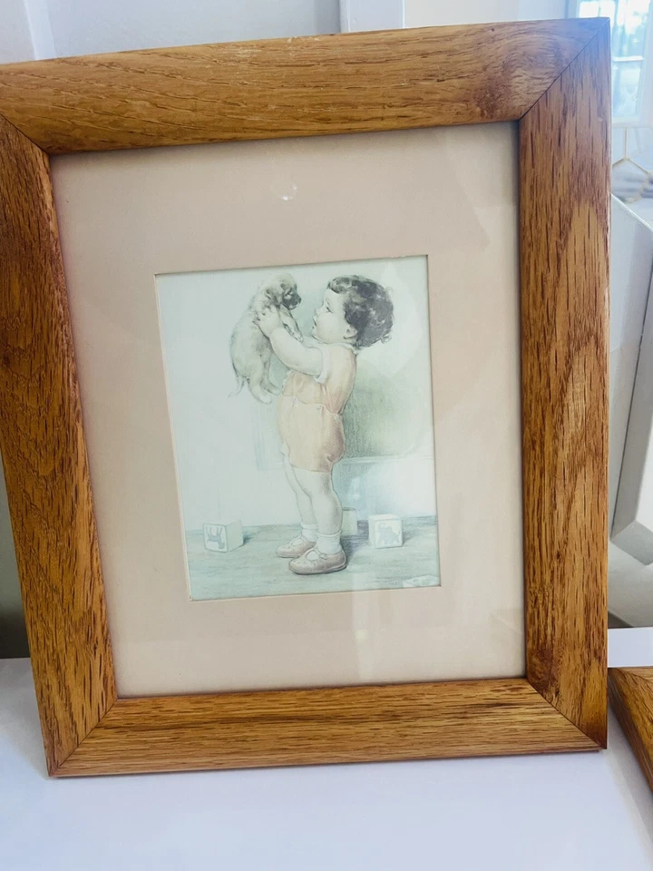 Juego de 2 impresiones de Bessie Pease Gutmann - Love Is Blind y Benjamin Scolds perro ENMARCADO Foto 3 de 4