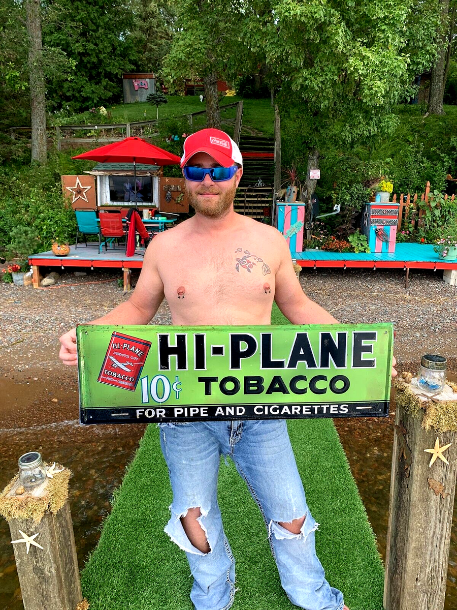 chewing tobacco airplane Vintage Hi Plane Smoking Cigarette Tobacco Metal Sign 35x12 Pipe airplane