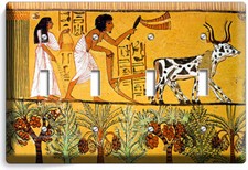 ANCIENT EGYPTIAN PEOPLE HIEROGLYPH WALL ART 4 GANG LIGHT SWITCH PLATE ROOM DECOR
