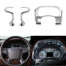 Chrome Steering Wheel Dashboard Panel Cover Trim Kit For Chevy Silverado 14-18
