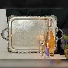 Silver Plated Butlers Tray Silver Tea Set Serving Tray Vintage Handled Tray