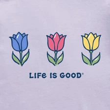 NWT Women's Life is Good Three Tulips Purple Sleeveless Crusher Tee Tank