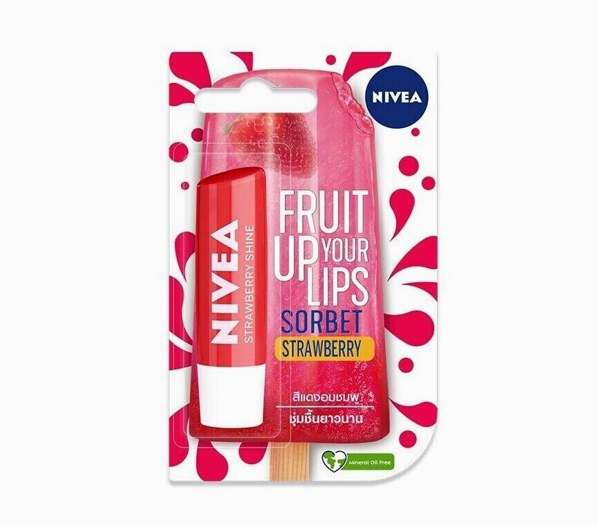 Nivea Lip Balm Care SPF 10, Fruity Shine Strawberry – Pflegender Lippenbalsam Mit Erdbeer-Geschmack