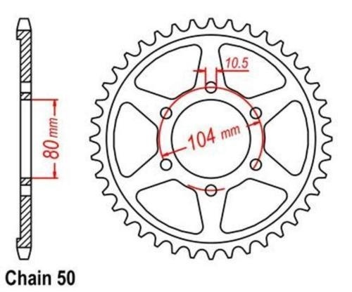 Couronne 38 dents pas 530 pour moto Kawasaki Z 550 GP D 1981