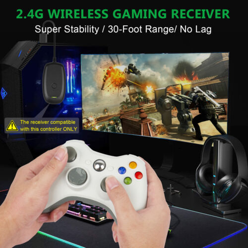 For Microsoft XBOX 360 & PC WIN 7 8 10 Wired / Wireless Game Controller Gamepad - Picture 16 of 28