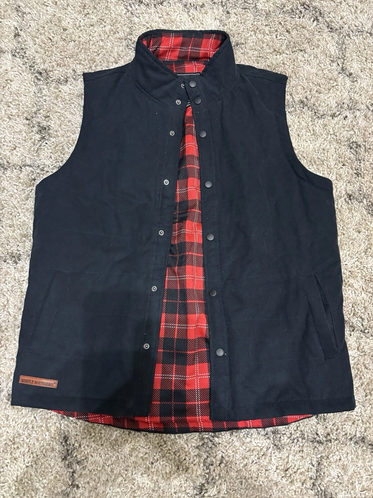 Simply Southern Vest Mens Medium Black Sleeveless Preppy Outdoors Casual
