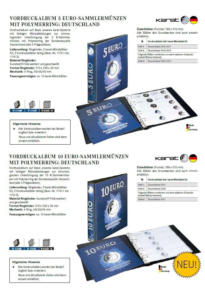 Lindner Vordruckblatt Für 2-Euro-Gedenkmünzen 2018 – Italien, Belgien, Lettland, Finnland Etc.