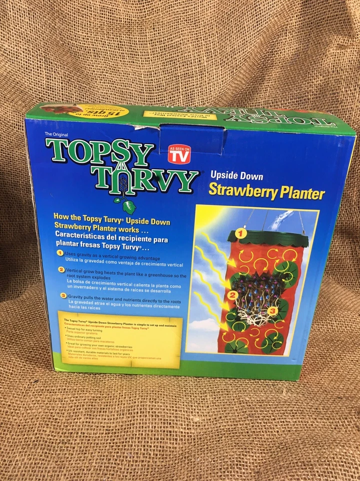 Nuevo en caja Topsy Turvy al revés fresa maceta contenedor pequeño espacio jardinería Foto 2 de 3