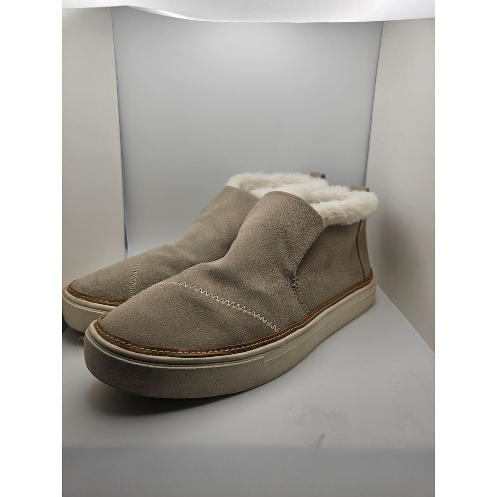 Toms PAXTON Grey Suede Faux Fur Lined Ankle Shoes Women Size