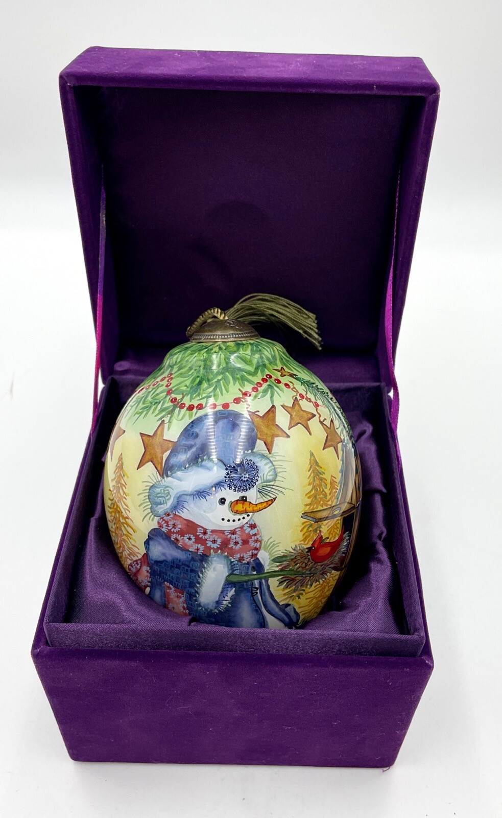 Ne Qwa Art Christmas Snowman and Birdhouse Ornament by Michele Palmer