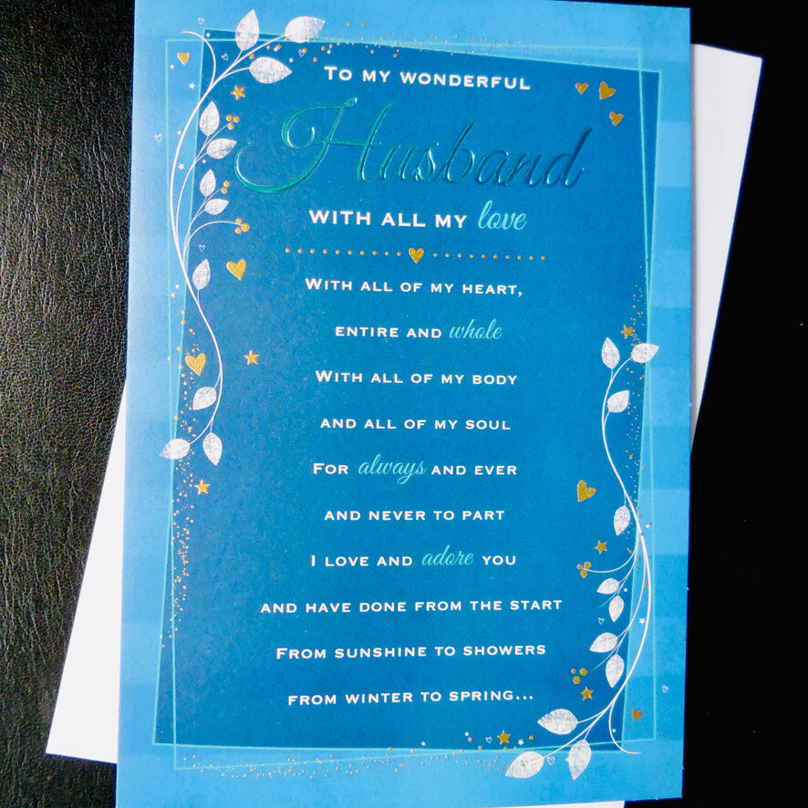 Husband Greeting Card 9""x6"" Long Special Message Nice Words