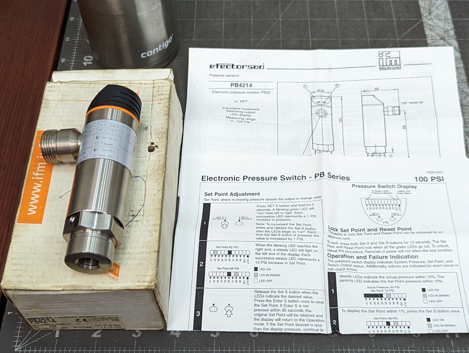 IFM Efector PB4214 Electronic Pressure Sensor NEW [OF47]