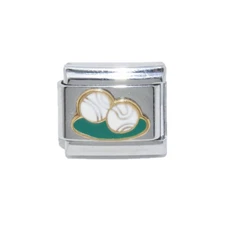 Tennis Balls enamel Italian charm - fits 9mm classic Italian Charm bracelets