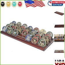 Premium Walnut Finish Coin Display Stand - No Assembly Required, 13x4.5 inches