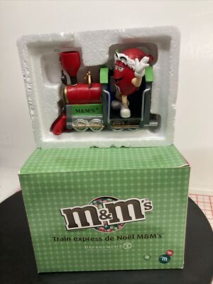 Red M&M's Christmas Train Express Engine Department 56 Ceramic Figurine 2008