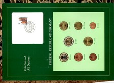 Coin Sets of All Nations Germany w/card 2002 UNC 2,1 EURO 50,20,10,5,2,1 Cents