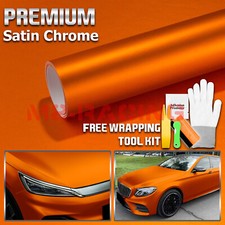 Satin Chrome Orange Matte Metallic Car Vinyl Wrap Sticker Air Release Sheet Film