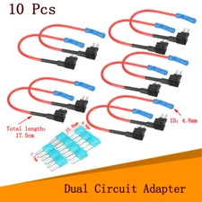 10Pcs Fuse TAP PLUG Car ATR Blade Fuse Adapter Holder Block Extension + 15A Fuse