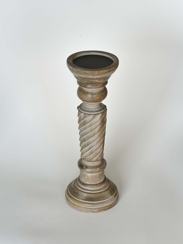 Traditional Gray Wash Eco-friendly Handmade Mango Wood Set Of Two Candle Holder - Picture 16 of 37