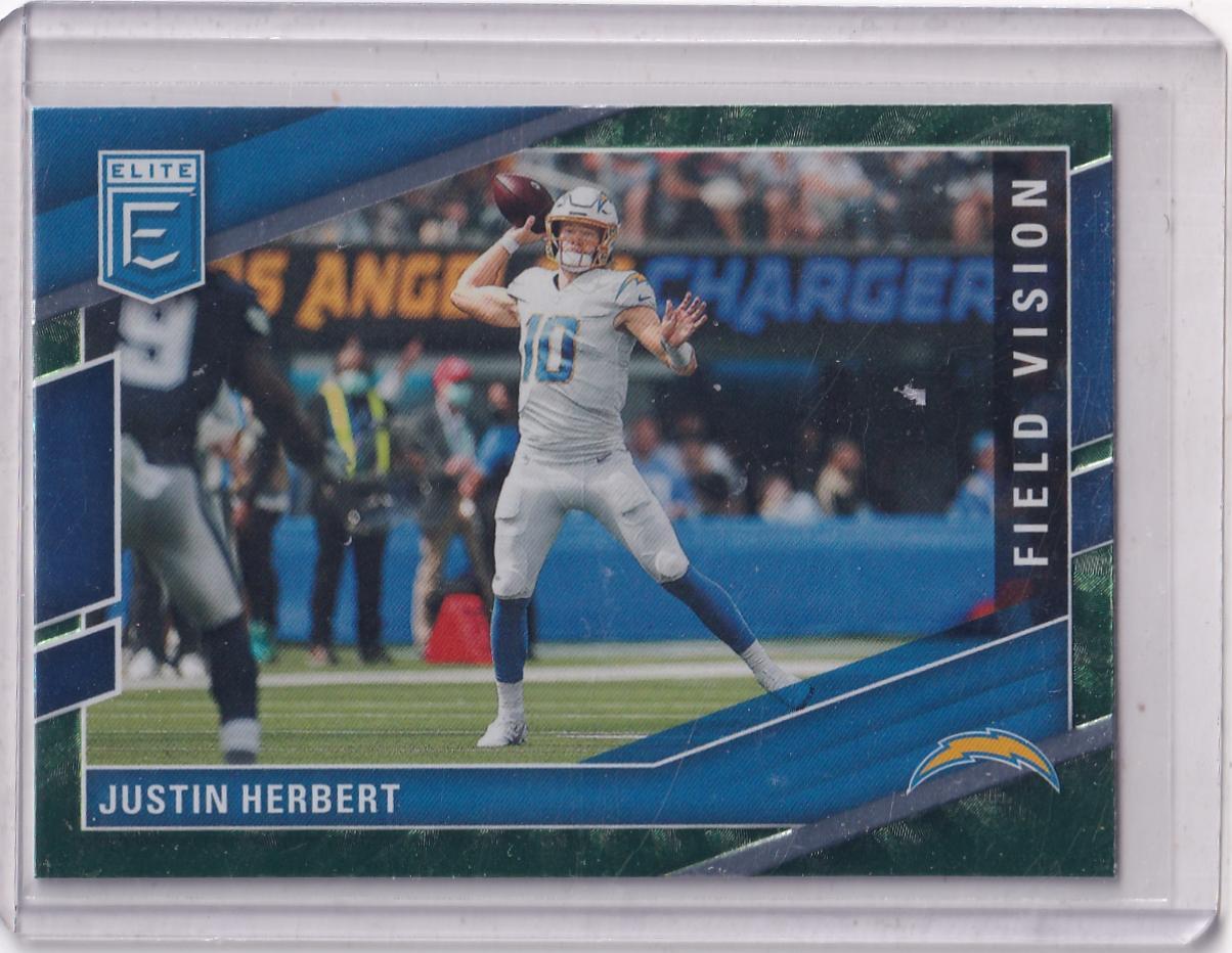 2022 Donruss Elite #FV2 Justin Herbert Field Vision Green