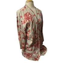 Vintage OS Victoria's Secret Gold Label Silk Wrap Kimono Robe Gray Floral Print