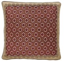 Croscill Euro Pillow Sham Esmeralda Bordeaux Gold Quatrefoil European 26x26" $83