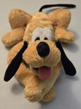 Pluto Plush Stuffed Animal Laying Down with Green Collar - Disney Parks