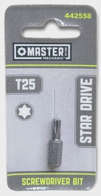 Master Mechanic 442558 Star Drive Screwdriver Insert Bit Tip, Torx 25 , 1''