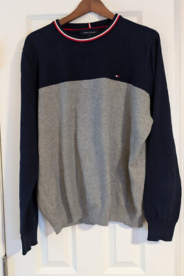 Tommy Hilfiger Sweatshirt Men's XL Navy, Two Tone, Long Sleeve, Classic
