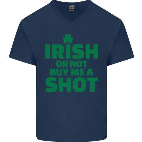 Irlandais Ou Pas Acheter Me A Photo St Patrick's Jour Hommes Col V Coton T-Shirt - Picture 40 of 43